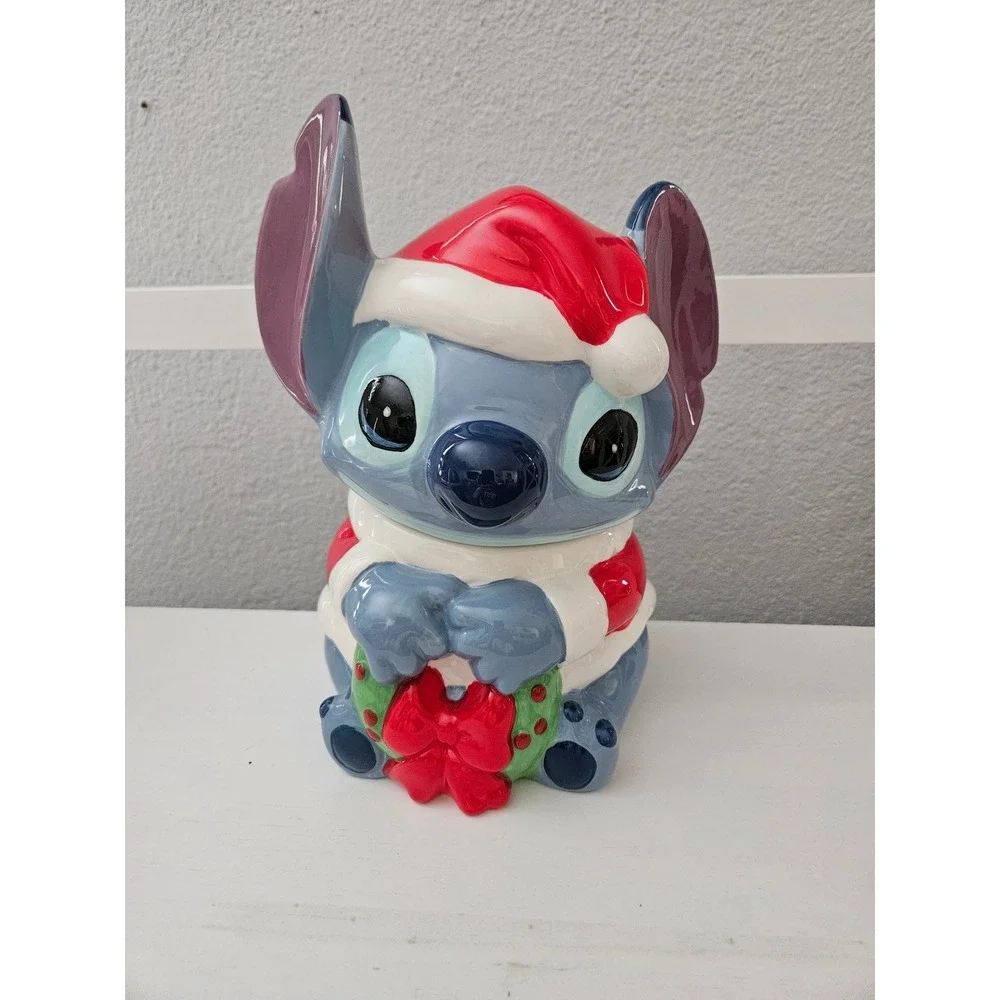 Zrike Brands Stitch Cookie Jar Blue Santa Christmas Disney